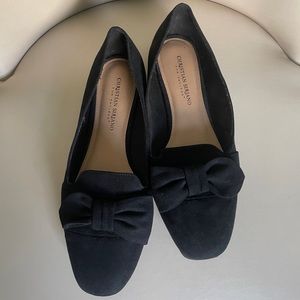 Christian Siriano black bow flats